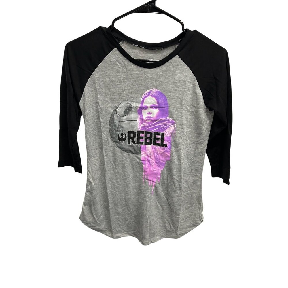 Star Wars Rebel NWT Womens Black and Grey Raglan Shirt SZ XL